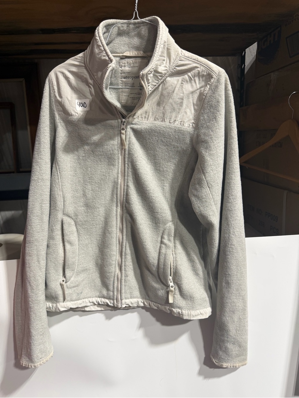 #4010-Aeropostale Light Gray Fleece Jacket